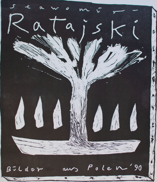 Slawomir Ratajski - Abstrakte Komposition mit Baum - 1990 - Offsetdruck