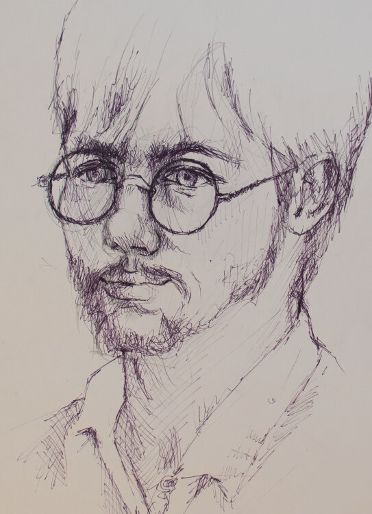 Unbekannt - Brustbildnis Männerporträt mit Brille - o.J. - Zeichnung
