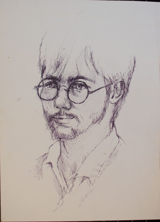Unbekannt - Brustbildnis Männerporträt mit Brille - o.J. - Zeichnung