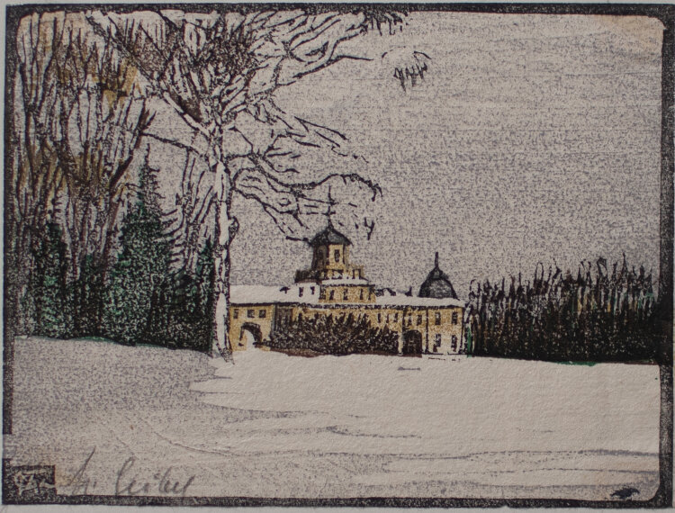 Margarethe Geibel - Schloß Belvedere, Weimar Thüringen - 1920 - Farbholzschnitt
