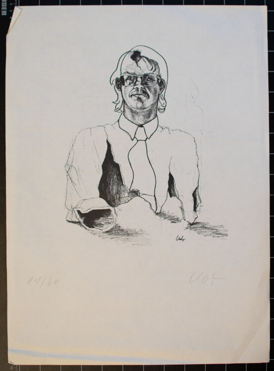 Signiert Kohl - Männerporträt - o.J. - Lithografie