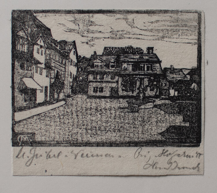 Margarethe Geibel - Teichplatz Alt Weimar - o.J. - Holzschnitt