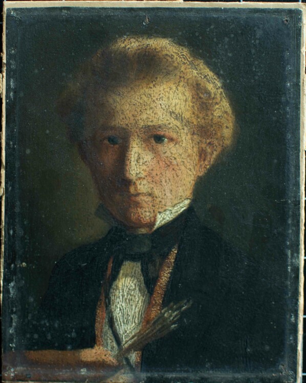 Unbekannt - Selbstporträt eines jungen Malers (Dresden) - um 1860 - Öl auf Papier