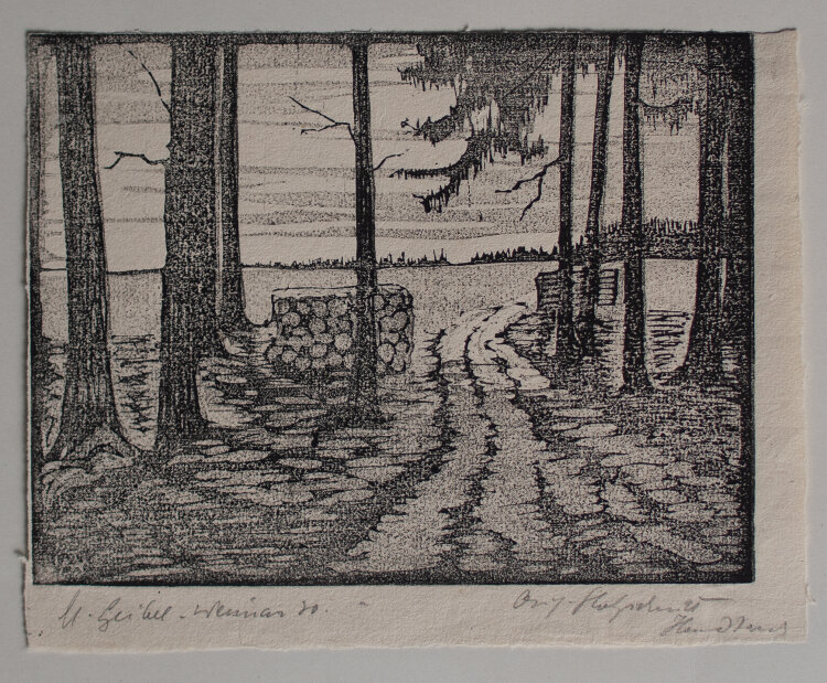 Margarethe Geibel - Waldlichtung 2, Landschaft in Thüringen - 1920 - Holzschnitt