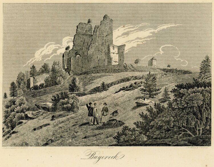 J. Harnisch - Ansicht der Ruine Burg Baiereck - o.J. - Lithografie