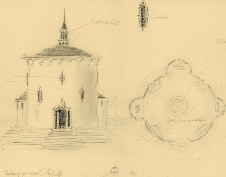 Willi Schmid - Entwurf für eine Kapelle - o.J. - Bleistift