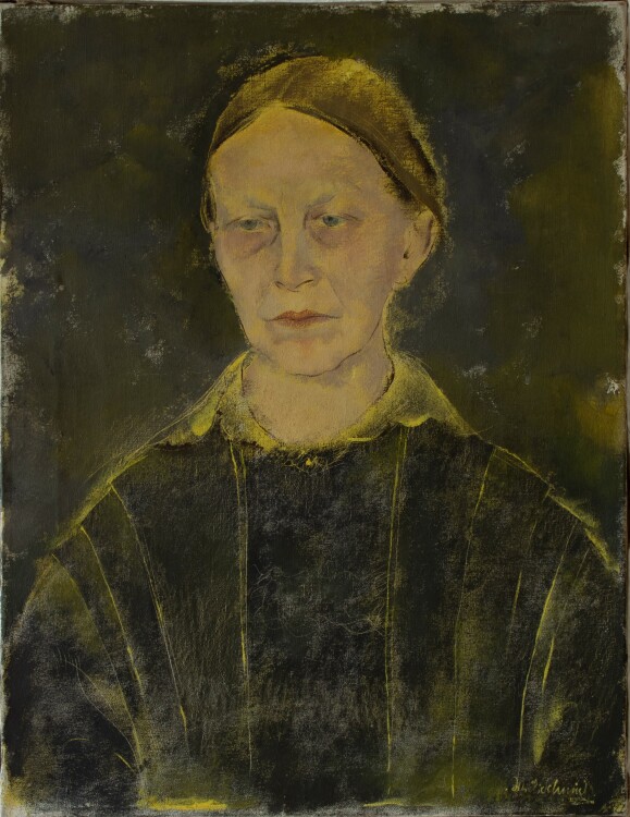 Willi Schmid - Porträt einer älteren Frau (Mutter des Künstlers) - o.J. - Öl auf Leinwand