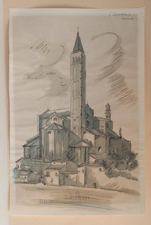Fritz Zalisz - Ansicht Sant Anastasia Verona - o.J. - Aquarell/Tusche
