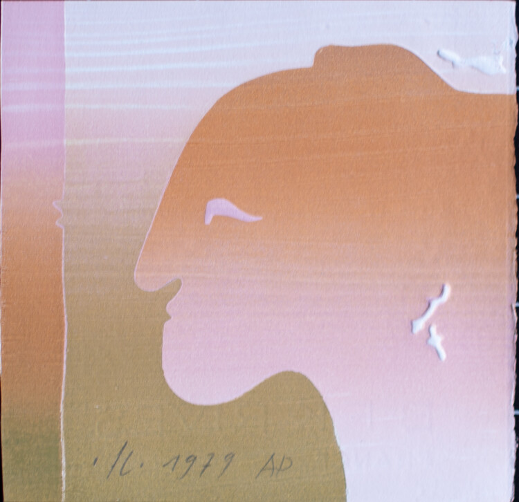 Franz Eggenschwiler - Schattengesicht im Profil - 1979 - Farbholzschnitt mit Prägung
