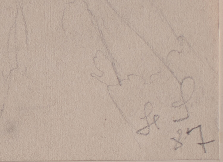 Signiert H. S. - Studie von strickenden Händen - 1887 - Bleistift/Gouache
