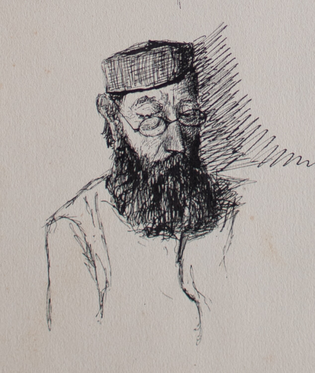 H. Starke zugeschrieben - Studie zu einem Porträt eines Mannes mit Vollbart und Brille - o.J. - Tusche