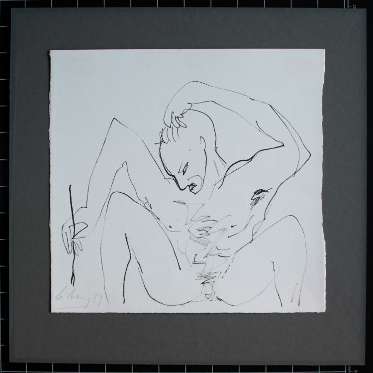 Helge Leiberg - Männerakt, Malend - 1989 - Zeichnung