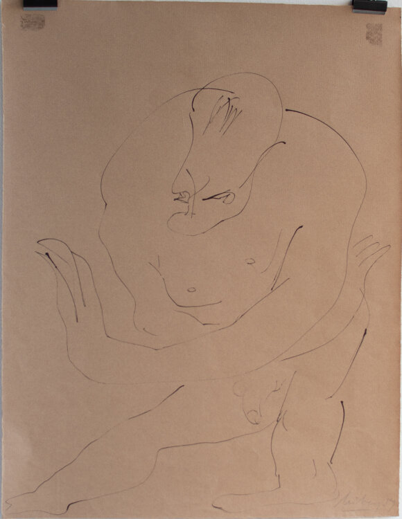 Helge Leiberg - Tanzende Männerakt - 1989 - Zeichnung