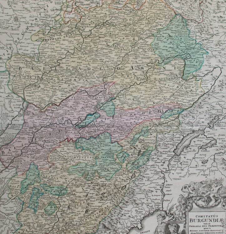 Johann Baptist Homann - Comitatus Burgundiae tam in Primarias ejus Praefecturas - um 1720 - Kupferstich