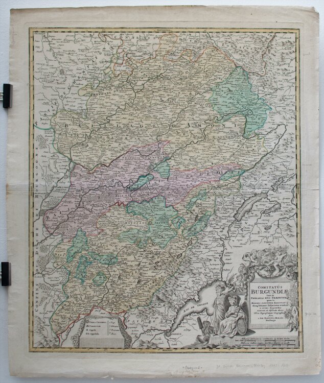 Johann Baptist Homann - Comitatus Burgundiae tam in Primarias ejus Praefecturas - um 1720 - Kupferstich