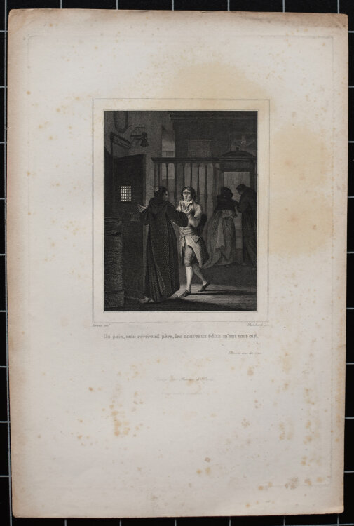 Achille Lefèvre - Der Mann der vierzig Kronen, Fabel, Voltaire - um 1850 - Radierung