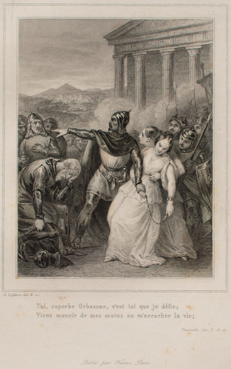 Achille Lefèvre - Tancrède, Trägodie Stück Voltaire - um 1850 - Radierung
