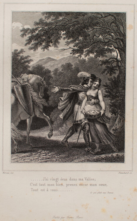 Auguste Blanchard - Ce qui plait aux dames (was den Damen gefällt), Voltaire - um 1850 - Radierung