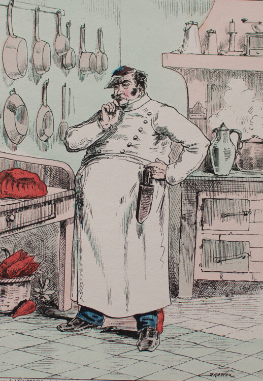 Jules Jean Georges Draner - Belager von Paris, LHippophagie - 1871 - Kolorierte Lithografie
