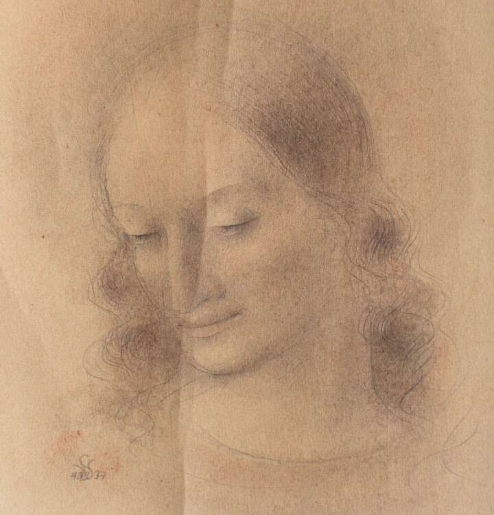 Willi Schmid - Frauenporträt, Studie - 1937 - Bleistift, Pastell