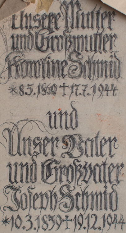 Willi Schmid - Entwurf für einen Grabstein - o.J. - Bleistift