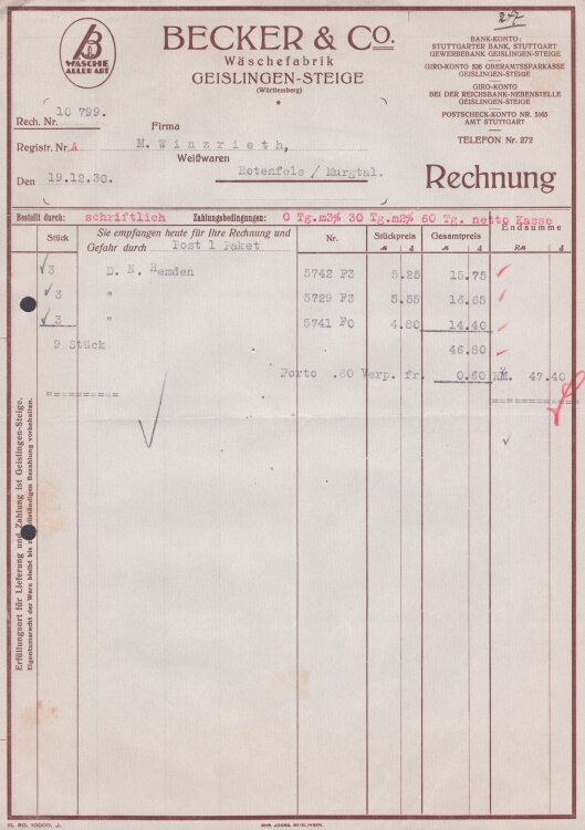 - Rechnung - 19.12.30