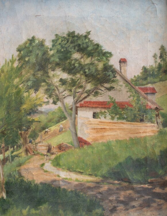 Unbekannt - Landschaft mit Bauernhaus - um 1920 - Öl auf Leinwand
