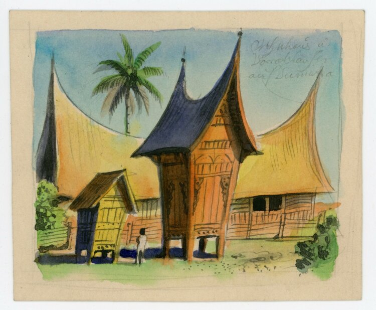 Unbekannt - Traditionshaus Indonesien - o.J. - Aquarell