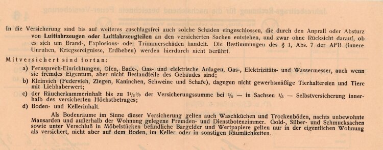 Victoria Feuer-Versicherungs-Actien-Gesellschaft Filialdirektion Dresden - Rechnung - 01.06.1937