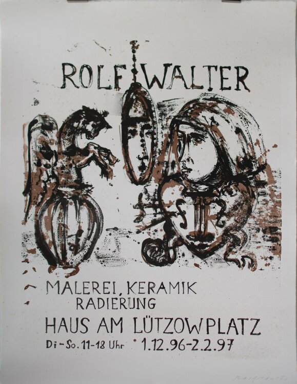Rolf Walter - Ausstellungsplakat Haus am Lützowplatz - 1996 - Siebdruck