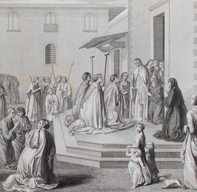 Carlo Lasinio - Ausstellung der Allerheiligsten Hostie aus: Il Miracolo. - 1800-1849 - Kupferstich