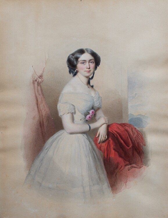 Garbriel Decker - Brautporträt Maria Freiherrin von Dürfeld - 1853 - Aquarell