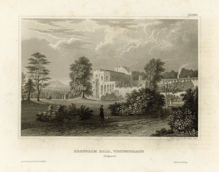 Johann Georg Martini - Brougham Hall in Westmorland in England - 1847 - Stahlstich