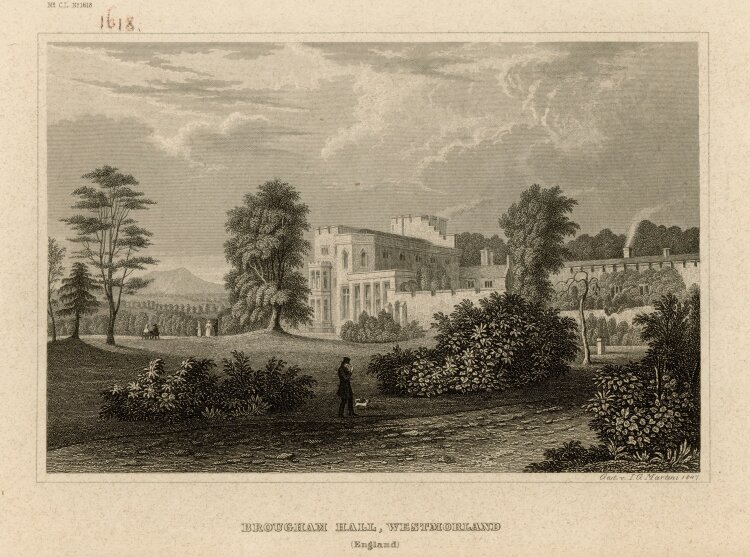 Johann Georg Martini - Brougham Hall in Westmorland in England - 1847 - Stahlstich