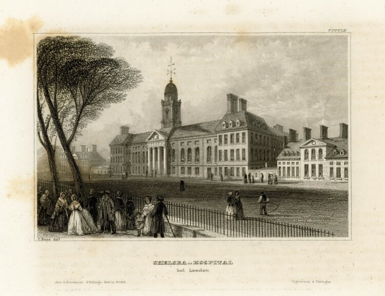 C. Reiss - Das Royal Hospital in Chelsea London - o.J. - Stahlstich