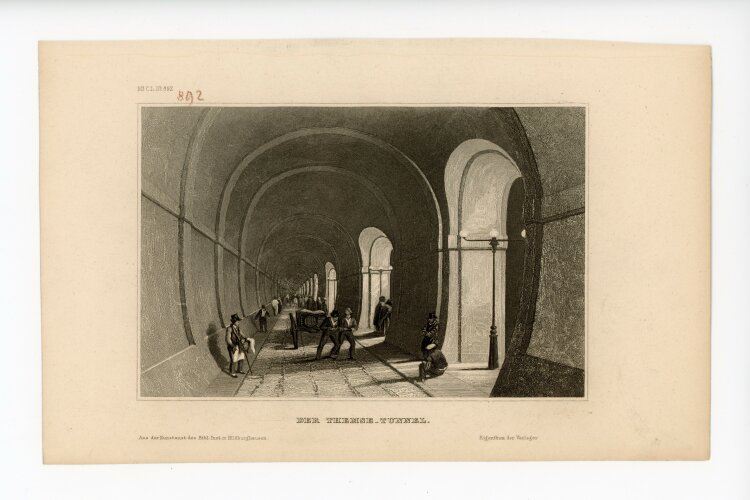 unbekannt - Innenansicht des Themse-Tunnels in London - o.J. - Stahlstich