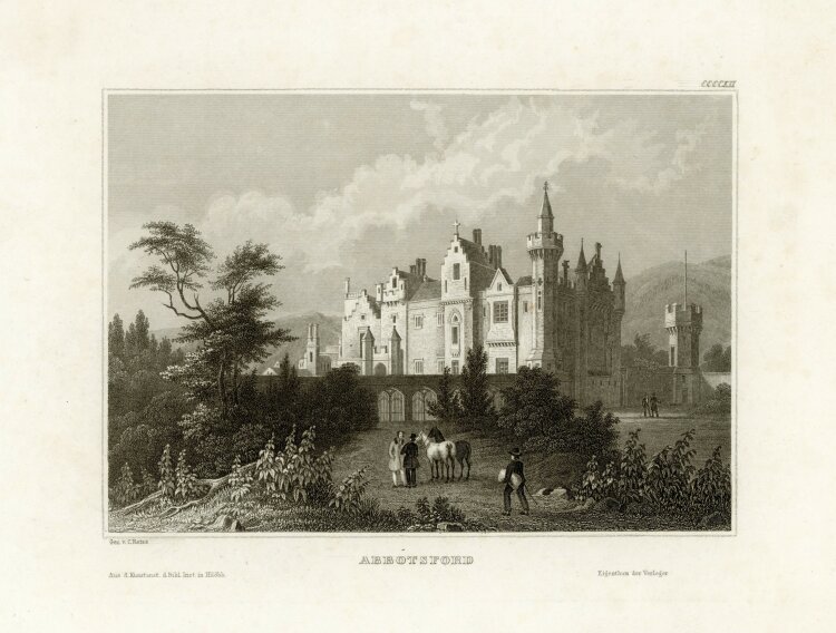 C. Reiss - das Abbotsford House in England - 1835 - Stahlstich