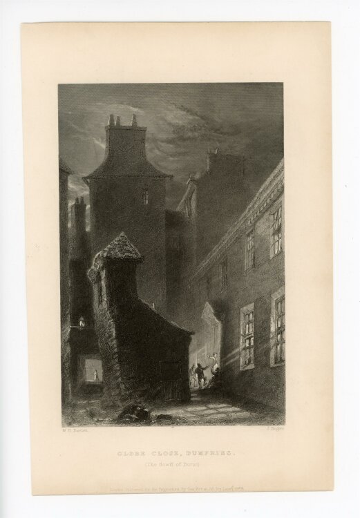 John Rogers - The Globe Inn Close Dumfries Schottland - 1842 - Stahlstich