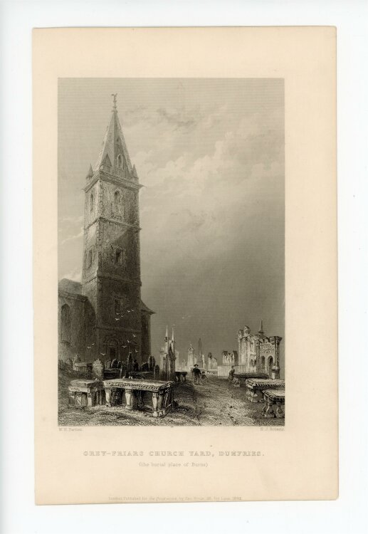 Edward John Roberts - Die Greyfriars Church in Dumfries - 1842 - Stahlstich
