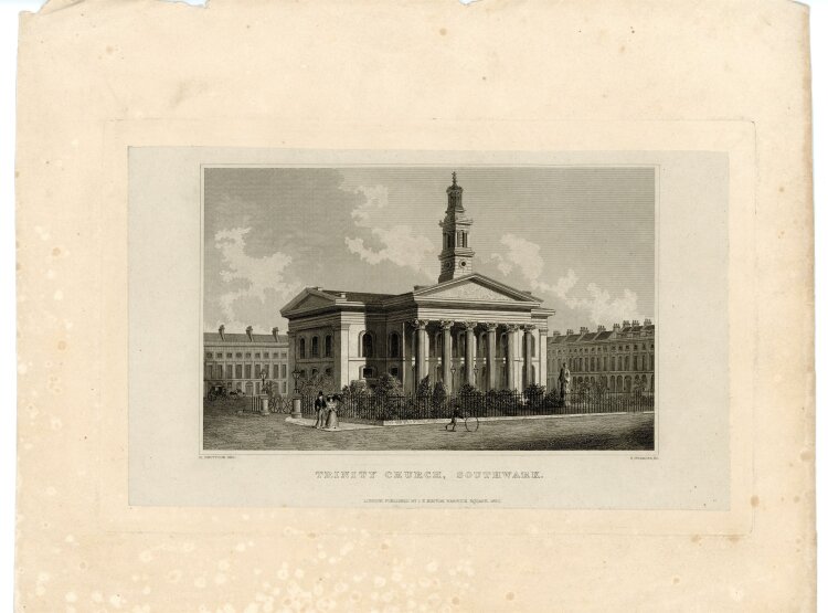 R. Winkles - Die Trinity Church in Southwark London - 1830 - Stahlstich