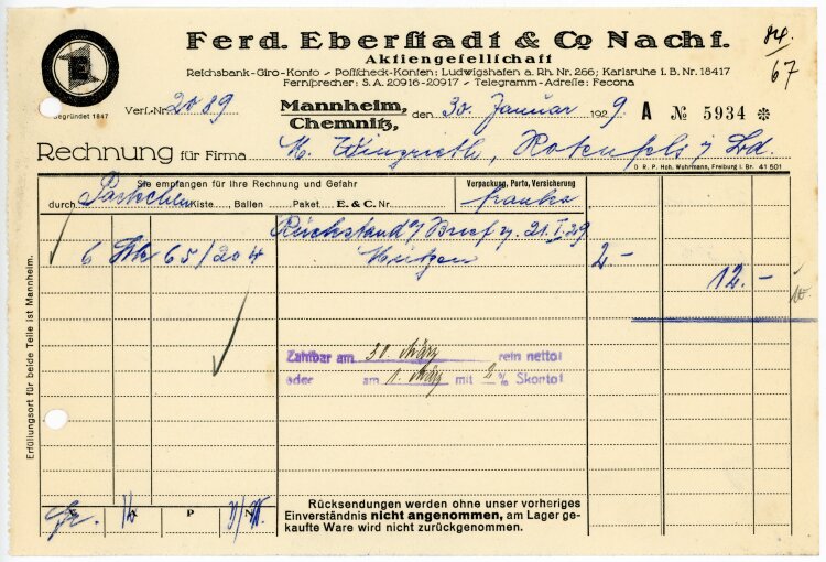 Ferdinand Eberstadt & Cie. Nachfolger...