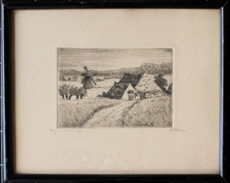 Gertrud Klose - Bauernlandschaft mit Windmühle - Anfang 20. Jahrhundert - Radierung