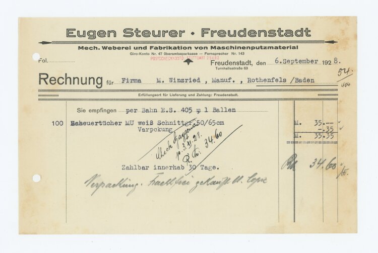 Eugen Steurer Mechanische Weberei und Farbikation von...