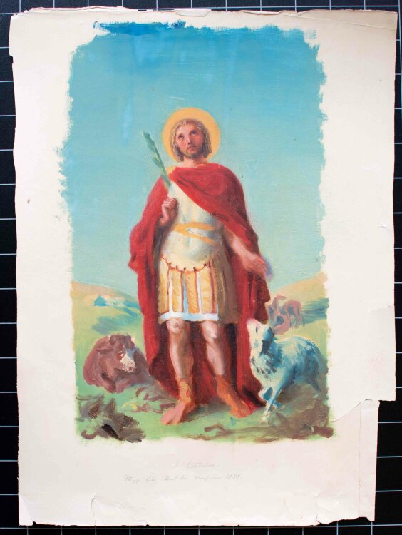 Unbekannt - J. Castulus mit Kuh, Schaf und Pferde - 1856 - Öl auf Papier