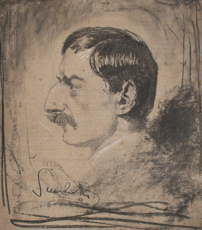 signiert Sacchetti - Selbstporträt des Künstlers - 1910 - Kohle