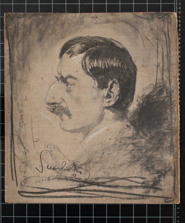 signiert Sacchetti - Selbstporträt des Künstlers - 1910 - Kohle