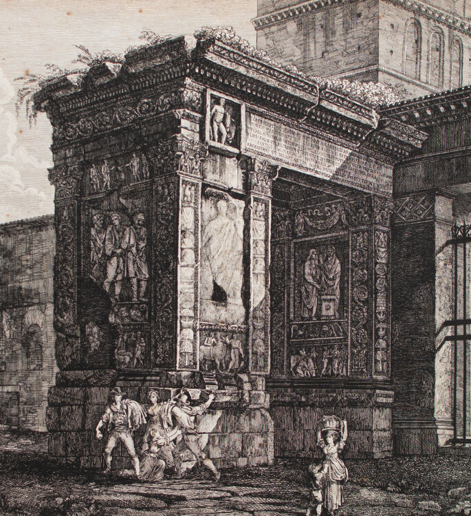 Luigi Rossini - Veduta dellarco di settimio Severo nel Foro Boario - 1821 - Radierung