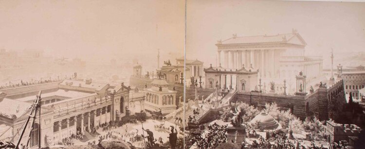 Franz Hanfstaengl - Das Alte Rom mit dem Triumphzuge Kaiser Constantins im jahre 312 n. Christus - um 1890 - Fotografie (Abzug)