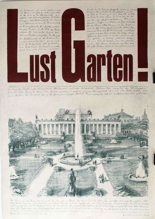 Manfred Butzmann - Lust Garten, Museumsinsel Berlin - 1994 - Lithografie