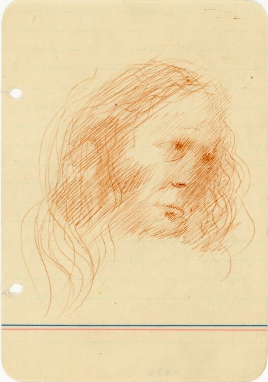Willi Schmid - Porträt eines älteren Mannes - o.J. - rote Tusche Zeichnung